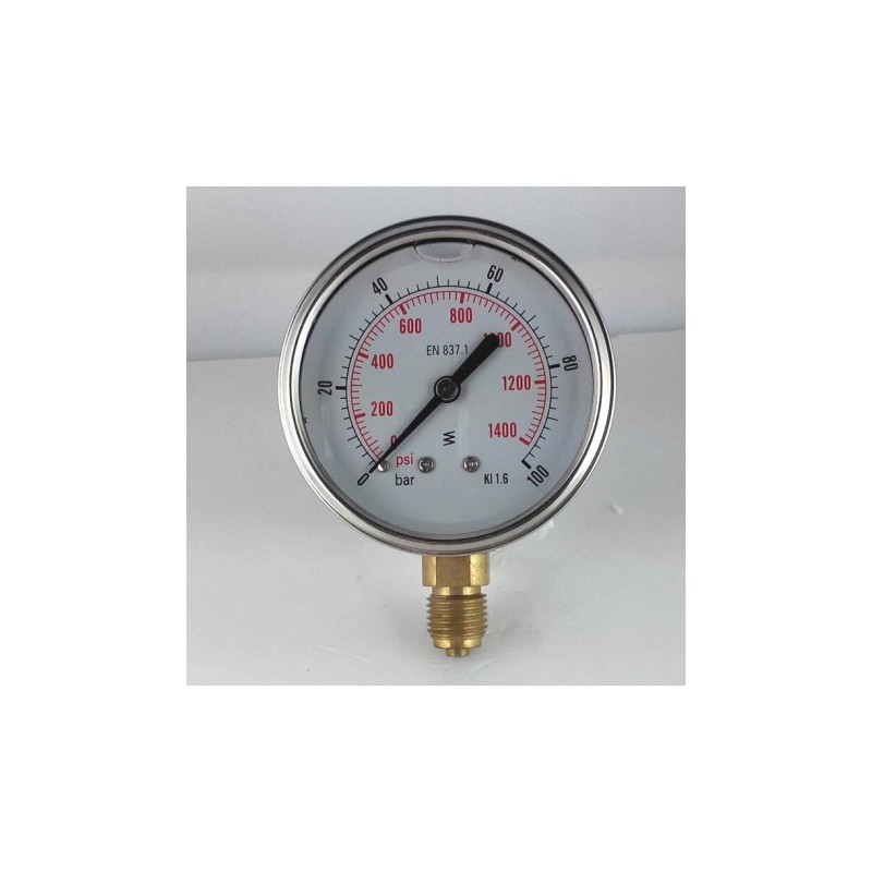Manometro GR63 0/100bar attacco rad G1/4serie LX