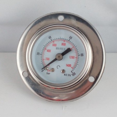 Manometro GR63 0/100bar attacco flang G1/4serie LX