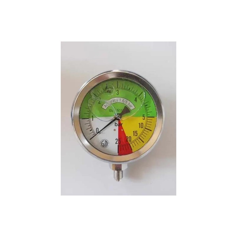 Manometro GR63 0-5/5-25bar attacco rad G1/4serie LX isometrici